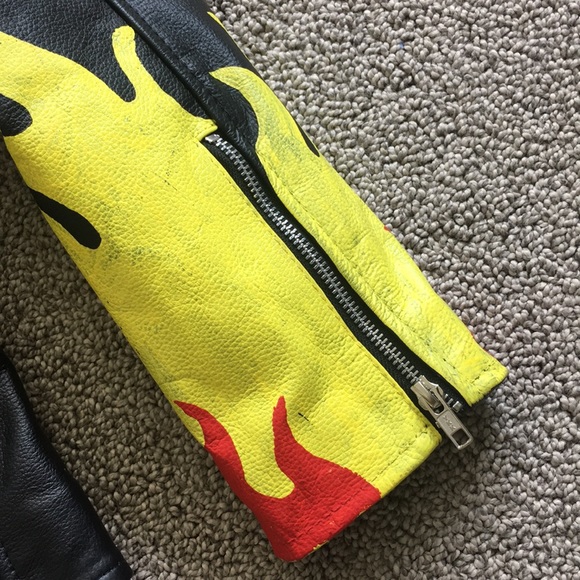 RARE 🔥 burn baby leather custom painted jacket - Picture 6 of 8